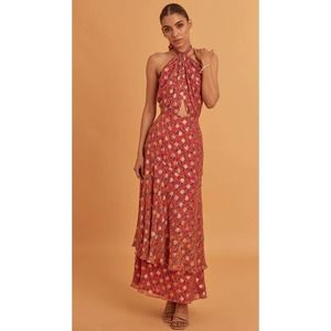 Verb By Pallavi Singhee Multi Colored Viscose Lurex Georgette Dress Size Medium